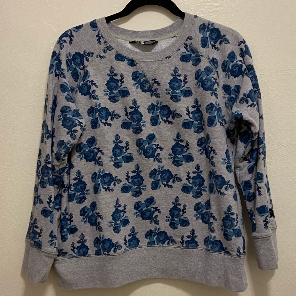 The North Face Gray Printed Sweatshirt Size - L